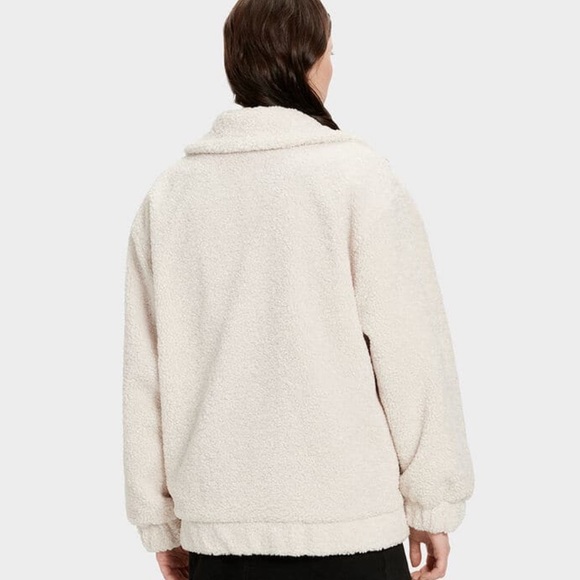 WOMENS UGG JACKELINE TEDDY BEAR JACKET CREAM ZIPUP - Picture 4 of 13